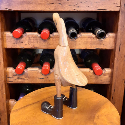 ダック カービング ブーツをはいたアヒル オブジェ デコイ バンブー彫り 置物 雑貨 インテリア雑貨 7386000