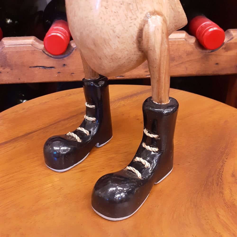 ダック カービング ブーツをはいたアヒル オブジェ デコイ バンブー彫り 置物 雑貨 インテリア雑貨 7386000