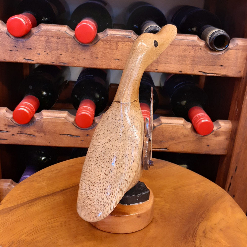 ダック 流しダック カービング ギターを持ったアヒル オブジェ デコイ バンブー彫り 置物 雑貨 インテリア雑貨 7386001