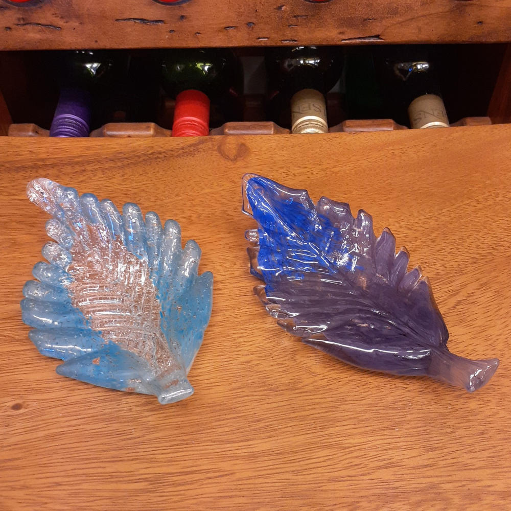 葉っぱトレイ リーフプレート リーフ置物 オブジェ グラスアート ガラス グラスリーフ インテリア 雑貨 ガラスのオブジェ リーフ 7688015