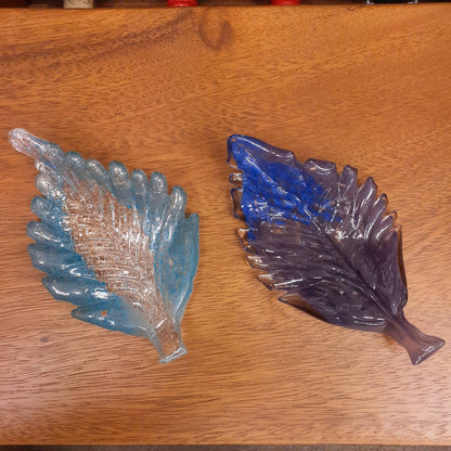 葉っぱトレイ リーフプレート リーフ置物 オブジェ グラスアート ガラス グラスリーフ インテリア 雑貨 ガラスのオブジェ リーフ 7688015