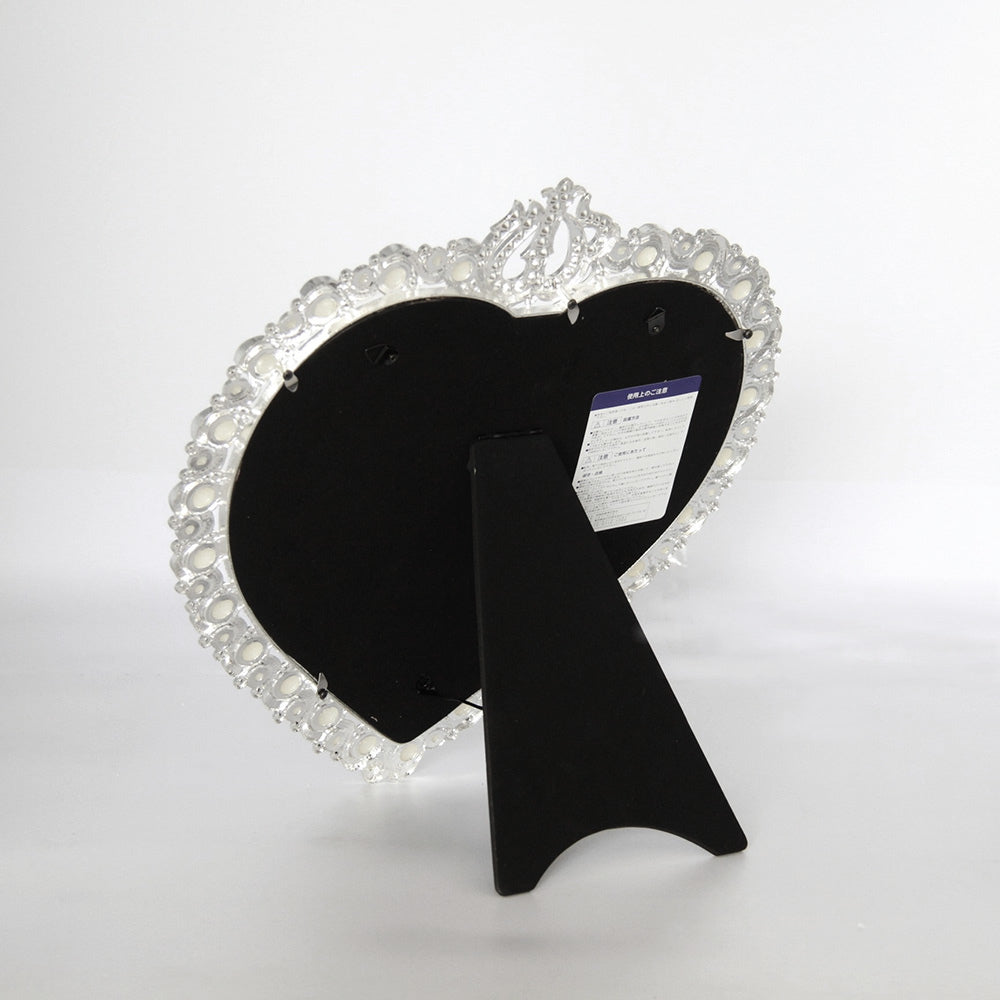 鏡 卓上ミラー 置き鏡 壁掛け卓上両用ミラー ハート型鏡 おしゃれ 壁掛け鏡 スタンドミラー ハート ウォールミラー パール 真珠 ラインストーン シルバー 822003