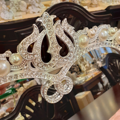 鏡 卓上ミラー 置き鏡 壁掛け卓上両用ミラー ハート型鏡 おしゃれ 壁掛け鏡 スタンドミラー ハート ウォールミラー パール 真珠 ラインストーン シルバー 822003