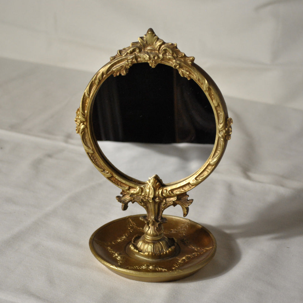 スタンドミラー 卓上ミラー ミラー 置き鏡 オシャレ アンティーク風 クラシック フレンチ ゴールド エレガント 姫家具 かわいい 883020GD