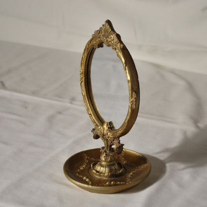 スタンドミラー 卓上ミラー ミラー 置き鏡 オシャレ アンティーク風 クラシック フレンチ ゴールド エレガント 姫家具 かわいい 883020GD