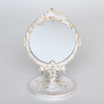 スタンドミラー 卓上ミラー ミラー 置き鏡 オシャレ アンティーク風 クラシック フレンチ ホワイト エレガント 姫家具 かわいい 883021WH