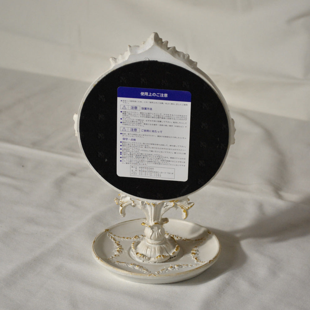 スタンドミラー 卓上ミラー ミラー 置き鏡 オシャレ アンティーク風 クラシック フレンチ ホワイト エレガント 姫家具 かわいい 883021WH