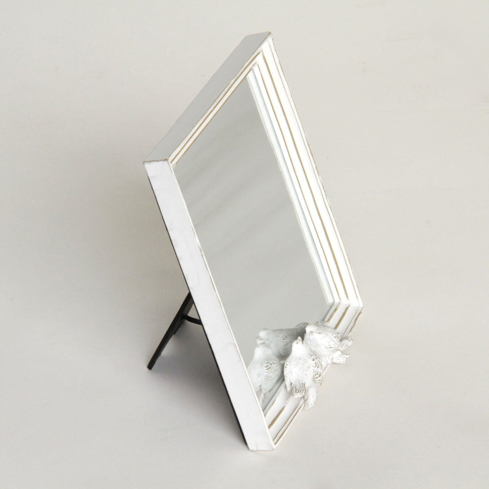 スタンドミラー 卓上ミラー ミラー 置き鏡 オシャレ アンティーク風 クラシック フレンチ ホワイト エレガント 姫家具 かわいい 883022WH