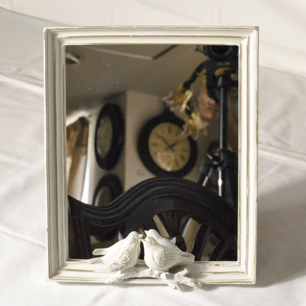 スタンドミラー 卓上ミラー ミラー 置き鏡 オシャレ アンティーク風 クラシック フレンチ ホワイト エレガント 姫家具 かわいい 883022WH