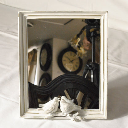 スタンドミラー 卓上ミラー ミラー 置き鏡 オシャレ アンティーク風 クラシック フレンチ ホワイト エレガント 姫家具 かわいい 883022WH