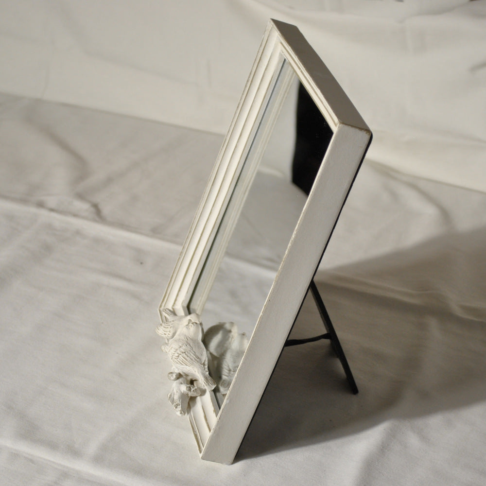 スタンドミラー 卓上ミラー ミラー 置き鏡 オシャレ アンティーク風 クラシック フレンチ ホワイト エレガント 姫家具 かわいい 883022WH